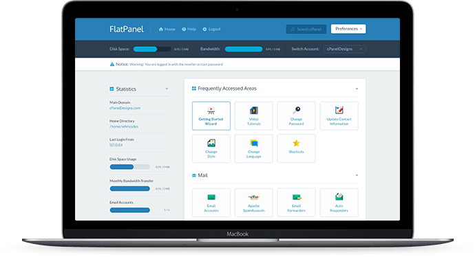 Panou de control hosting Netprime